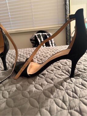 Black Suede Ankle-Strap High Heels